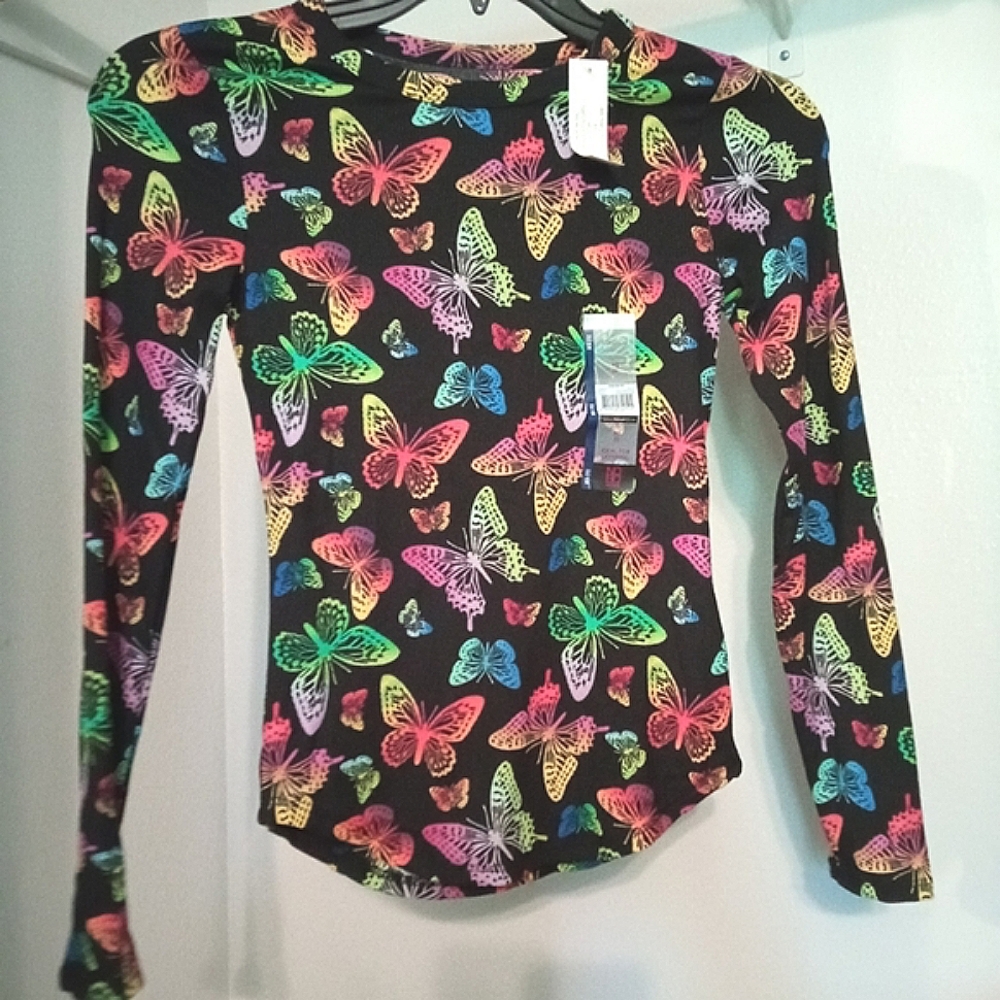 Time and Tru Ribbed Butterfly Long Sleeve